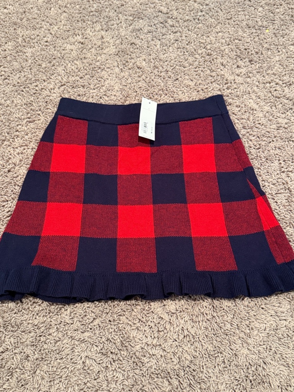 NWT Janie & Jack size 12 sweater skirt navy red buffalo check new
